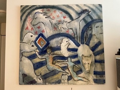 FLORENCE PUTTERMAN ACRYLIC & SAND ABSTRACT PAINTING FLORIDA ARTIST