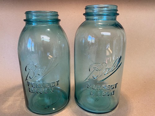 2 Vintage Ball Perfect Mason Jars (1910-1923) 1/2 Gallon