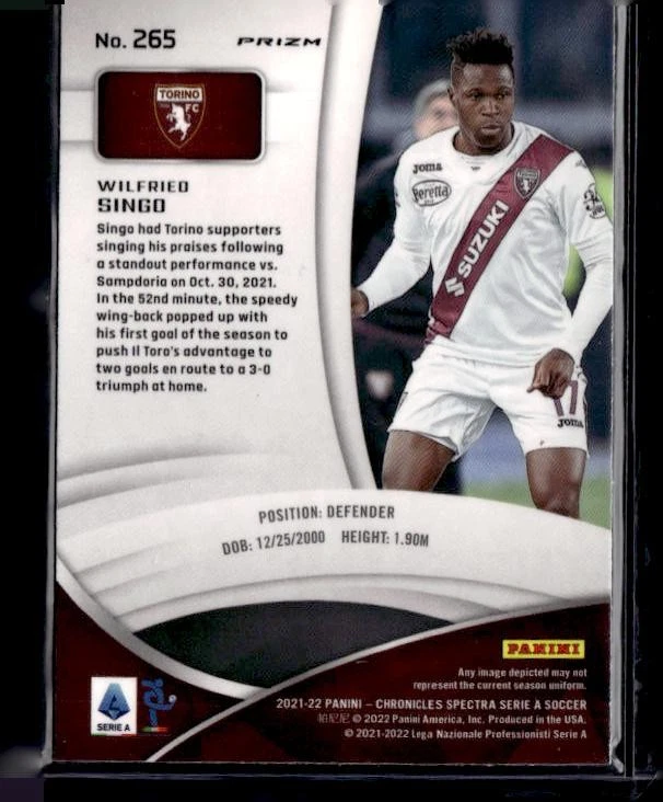 2021-22 Panini Chronicles #265 Wilfried Singo Spectra Serie A Purple Mojo - Image 2 of 2