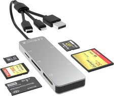 Memory Stick Pro Duo Adapter for iPhone/USB C/PC - Aluminum 5 in 1 SD/TF/CF/M...