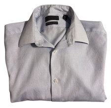 Calvin Klein Slim Fit Dress Shirt, 15, 32/33 Non Iron Blue  White, Long Sleeve