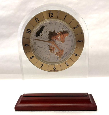 Howard Miller Discoverer World Arch Table Alarm Clock Desk Mantle Globe Gold