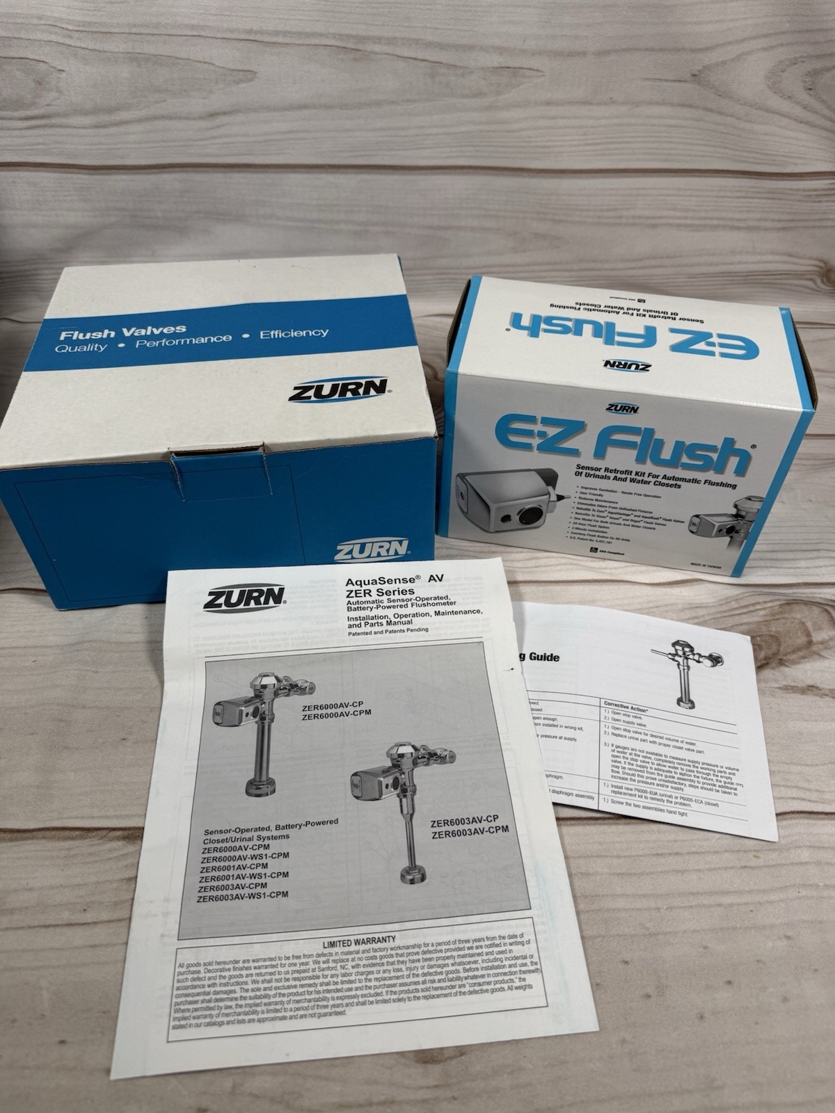 Zurn Commercial Toilet Flush Valve + E-Z Flush Sensor Retrofit Kit Bundle 1.0gpf