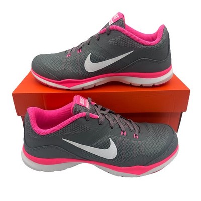 Nike Flex Trainer 5 Running Shoes Womens Sz 6 Cool Grey/White/Pink 724858-003