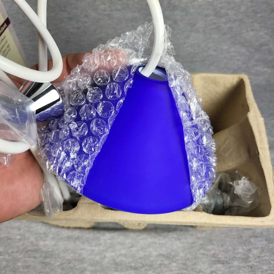 NUEVO Openbox Interior Track Portfolio Mini Colgante Luz Azul Cobalto Pantalla de Vidrio Foto 2 de 4