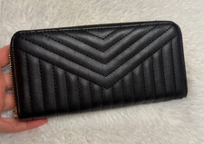Target A New Day Faux Black Leather Quilted Chevron Full Zip Wallet