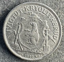 10 &Ouml;re 1922 HCN GJ Gr&ouml;nland Ivigtut Kryolith Mining Eisb&auml;r KM#Tn46 K030526GE
