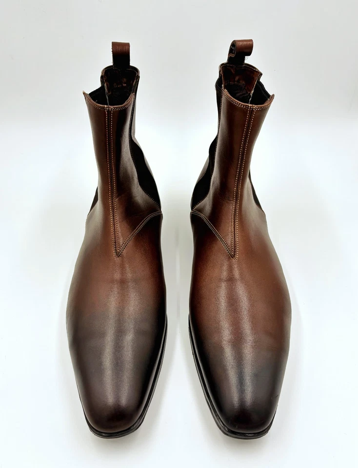 Botas Chelsea Santoni Cuero Marrón Forradas de Invierno UK8/EU42/US9 Hechas en Italia Foto 4 de 4