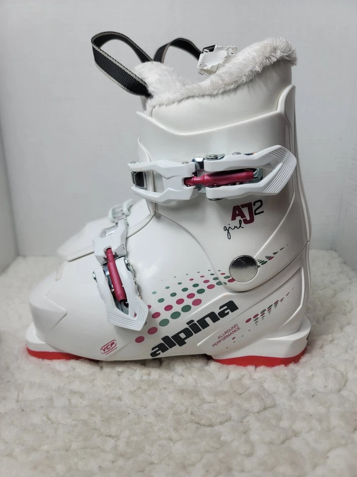 Alpina AJ2 Niñas Niños Botas de Esquí Blanco Rosa Imitación Piel Junior Talla 200 EE. UU. 1 UE 32 Foto 3 de 4