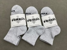 3 Pairs Women Size S 4-7 Bombas Black Honeycomb Gray Quarter Socks
