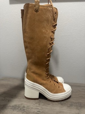 Converse Chuck 70 De Luxe XXHi Platform Boot Womens 8 Tan Suede Western Y2K NWOB