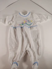 Vintage Sleeper Baby6-9 Months Blue Pajamas Rocking Horse Romper 90s 80s