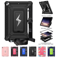 Rugged Stand Case Cover for iPad 7th 8th 9th 10th 11th A16 Gen W/ Shoulder Strap