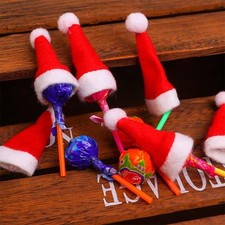 50pcs Red Mini Santa Hats Christmas Wine Bottle Cover Party Dinner Table Decor
