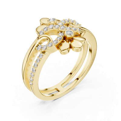 Round 36 Pc Diamond Certified Lovely Women's Wedding Ring 14K Yellow Gold Over