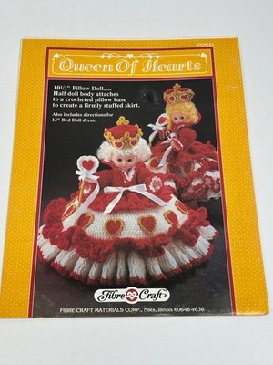 Fibre Craft FCM161 Queen of Hearts Crochet Pattern Pillow Doll Clothes