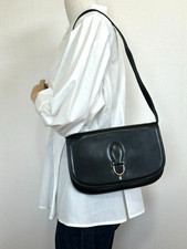 Gucci Horsebit Shoulder Bag Black Leather Vintage Authentic