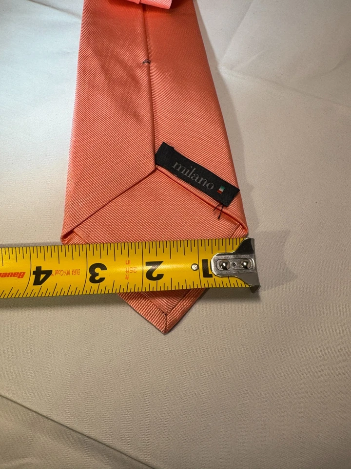 Milano Silk/Cashmere Salmon Pink Mens Tie, Excellent Used Condition - Image 3 of 4