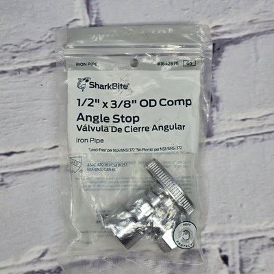 SharkBite 1/2'' x 3/8'' OD Comp Angle Stop Valve Iron Pipe NEW in Package