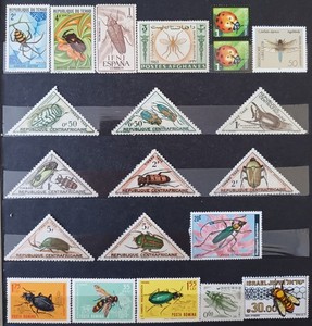 INSECTS. BEETLES, BEES, SPIDERS WASPS. 26 STAMP. MNH. MLH. F. VF. LOT IN GERMANY