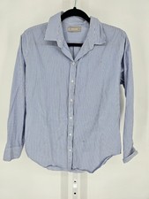 Everlane Womens Sz 8 Long Sleeve Button Up Dress Shirt Blue Striped