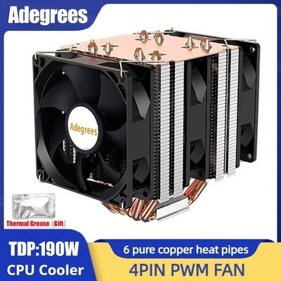 6 Heatpipe CPU Kühler 4Pin PWM PC Leiser Luftkühler Lüfter für Intel LGA 1366 1700