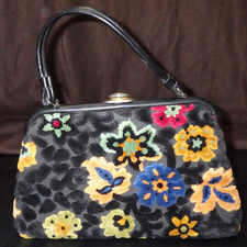 Vintage Handmade Tapestry Carpet Bag with Leather Straps Boho Shoulder Tote — listing 4