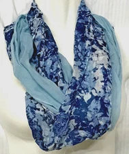 Serra Women’s Infinity Scarves 2 Pack, Clear blue/ blue floral-58" loopX 10" NWT