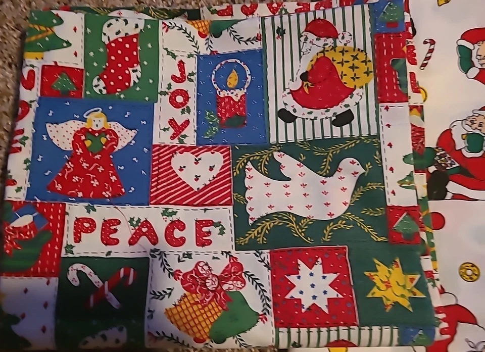 Lote De Colección Navidad Tela Material Algodón Papá Noel Patchwork Edredón Cuadrados Artesanía Foto 3 de 4
