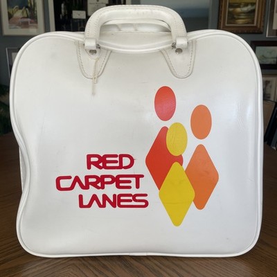 Vintage Red Carpet Lanes Brunswick Single Ball Bowling Bag White Retro 70s 80s