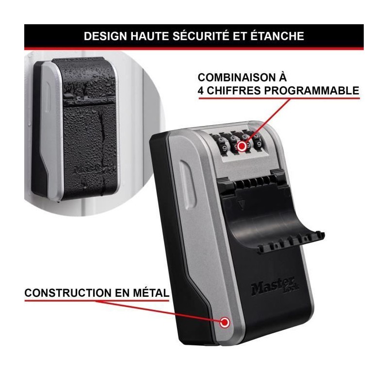 Boîte à clés extérieure Master Lock grand format murale sécurisée