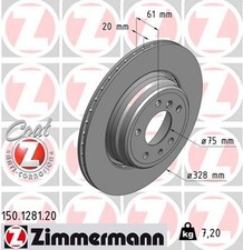 2x ZIMMERMANN Bremsscheibe COAT Z 150.1281.20 für E31 BMW E38 7er 8er 740 750
