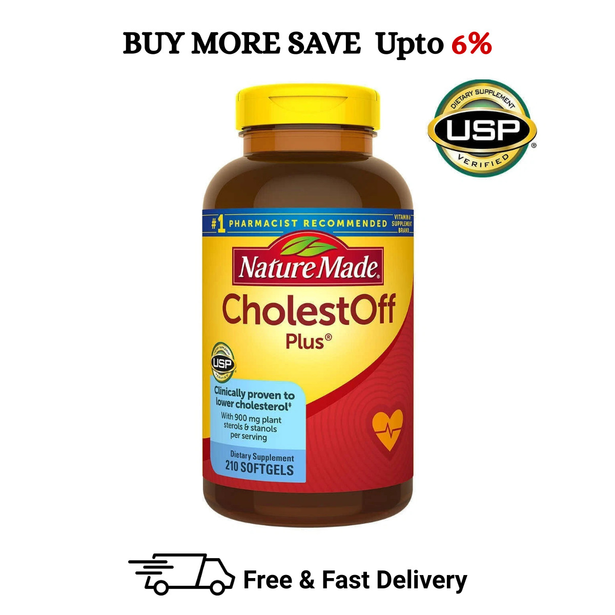 Nature Made CholestOff PLUS 900mg 210 Softgels Lower Cholesterol Expiry 2027