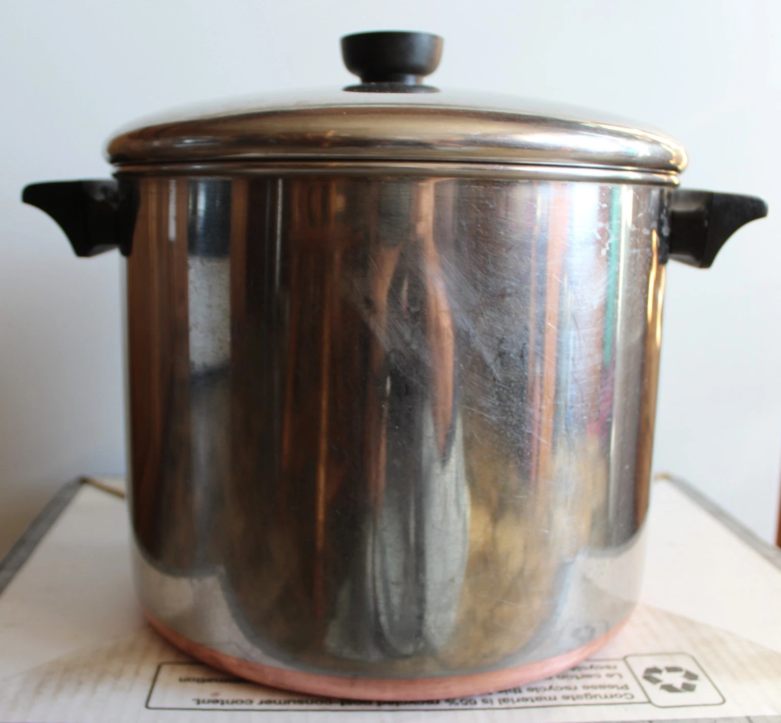 Vintage Revere Ware 8 quart stock pot copper bottom with original lid