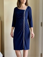 R M Richards Navy Rhinestone Cocktail Dress 3/4 Sleeve Mother of Bride 18 NWT