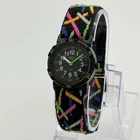 Vintage 1994 Women's/Youth TIMEX Black/Multicolor Quartz Watch, 27mm, Nylon Band