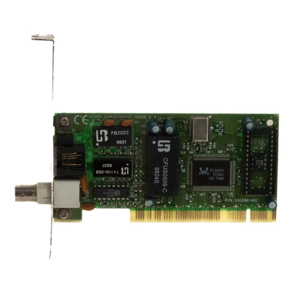 Netzwerkkarte ACORP 142208+402 CFUS0509-C RTL8029AS BNC RJ45 10Mbps PCI - Bild 2 von 2