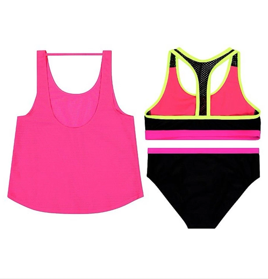 Новый девочек размер XL 16 ZeroXposur действие назад бикини купальник с прикрытием Майка - Изображение 2 из 4