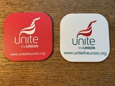 2 Unite Trade Union Badged Coasters