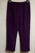 Vintage polyester Dress pants trousers elastic waist purple button 70s Pocket P