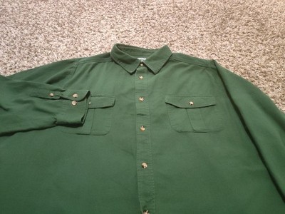 King Size Shirt Mens 3XB 3XL Big Green Chamois Long Sleeve Button Up Cotton