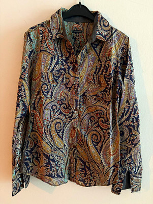 Marc O'Polo Damen Bluse Paisley mehrfarbig Langarm Kragen Knopfleiste