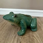 Vintage Brush McCoy ? Unmarked Pottery Medium Green Toad Frog Planter Pot 9”