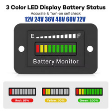 Battery Monitor For Golf Cart RV Battery Level Display 12V 24V 36V 48V 60V 72V