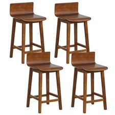 24.5" Counter Height Bar Stools Set of 4 w/ Footrest Solid Rubber Wood Legs