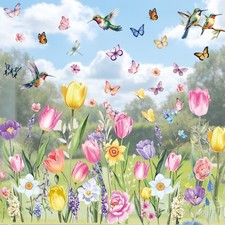 Spring Window Clings Flower Butterfly Window Stickers Floral Decals