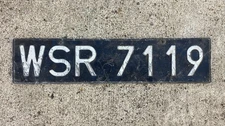 BLACK OLD POLISH LICENSE PLATE 76-00 #WSR7119 Warszawa Voivodeship