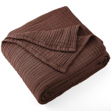 100 Cotton Muslin Throw Blanket 90" X 90" Queen Size  4-Layers Summer Gauze T...