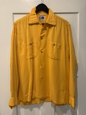 Vintage 50s Gabardine Shirt Rare Bright Color Rayon Loop Collar Shirt