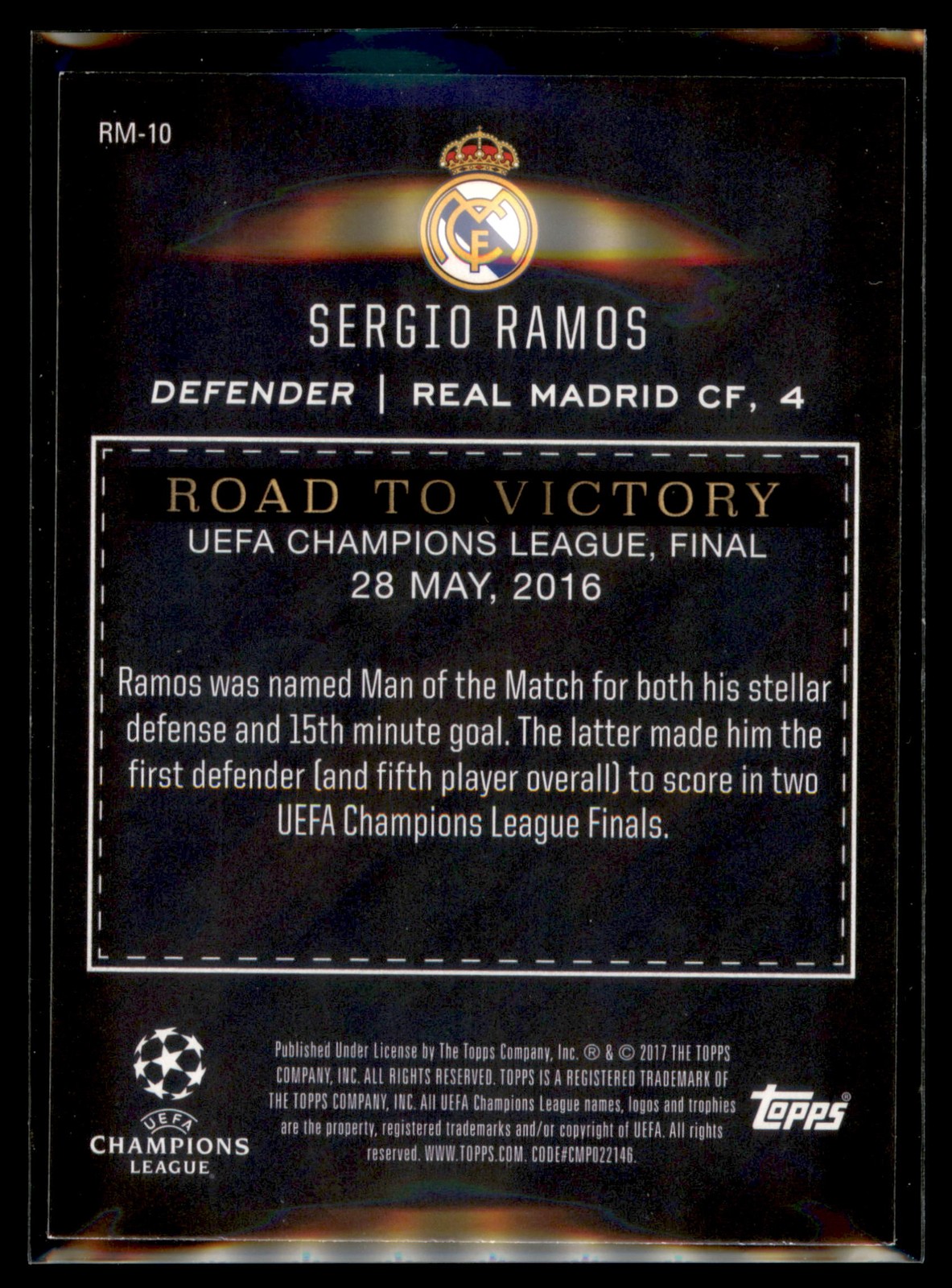 2016-17 Topps UEFA Champions League Showcase Road to Victory #RM-10 Sergio Ramos view 2